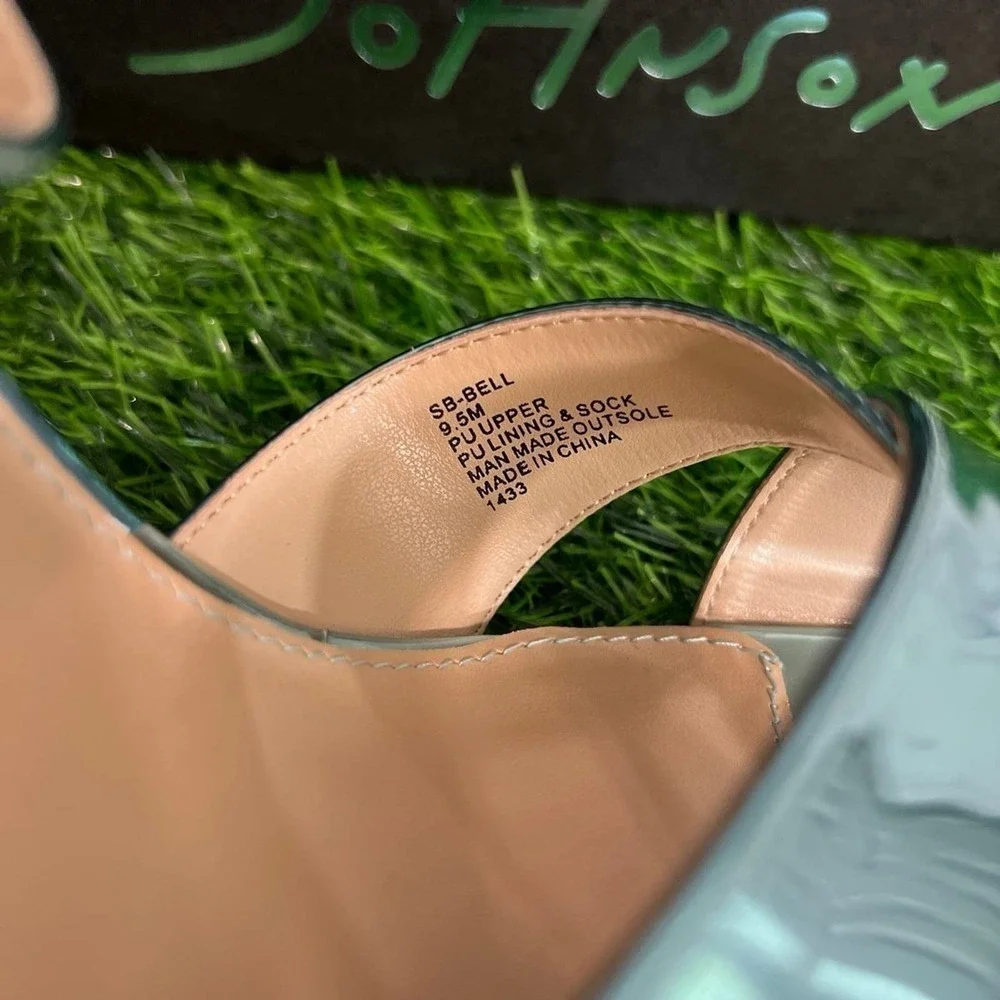Betsey Johnson Metallic SB Bell Teal Cross Front Embellish Sandals Size 9.5 - Picture 5 of 11